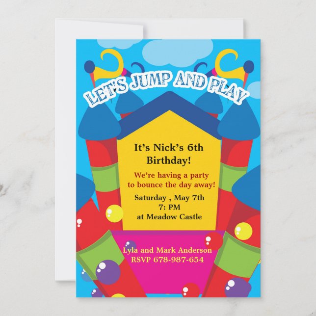 Bouncing castle birthday invitation (Front)