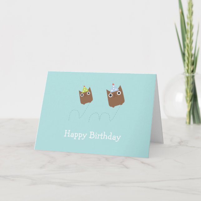 Bouncing Owls Birthday Card (Front)