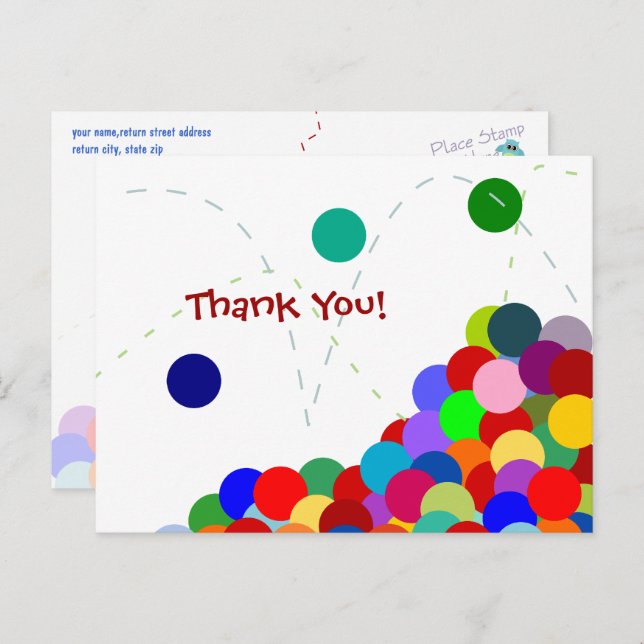Bouncing Party Thank You Postcard (Front/Back)