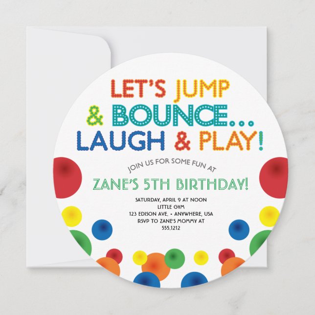 Bouncy Ball Birthday Circle Invitation (Front)