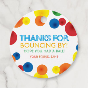 Bouncy Ball Birthday Round Favour Stickers Tags
