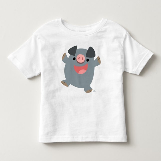 Bouncy Cartoon Pig children T-shirt (Front)
