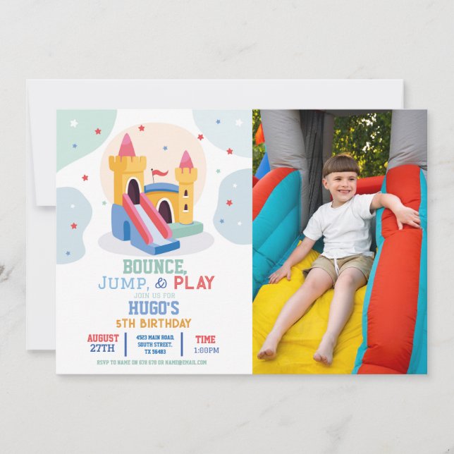 Bouncy Castle Birthday Party Jump Bounce House Invitation (Front)