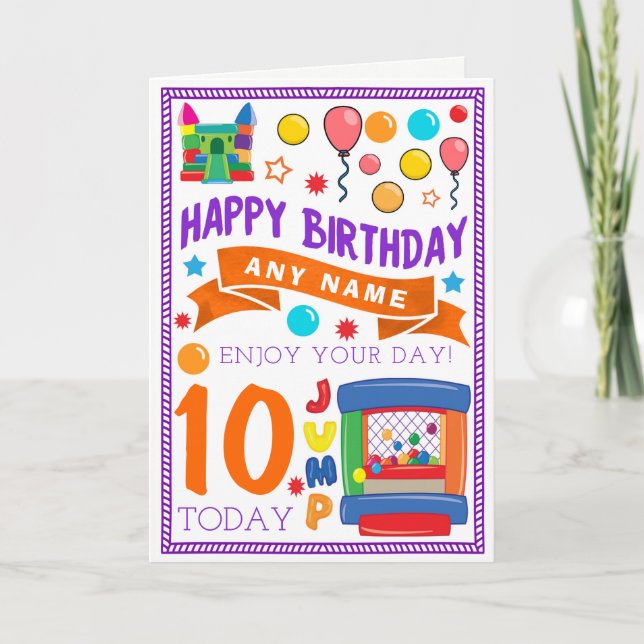 Bouncy Castle Personalised Birthday Card (Front)