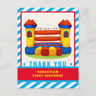 Bouncy house birthday party thank you card