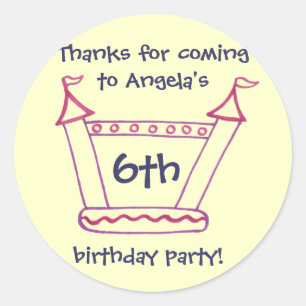 Bouncy House Girls Birthday Thank You Classic Round Sticker