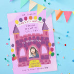 Bouncy House Purple Pink Kid's Birthday Party Invitation<br><div class="desc">Customise the text for your event,  add a photo if desired. Original illustration by Becky Nimoy</div>