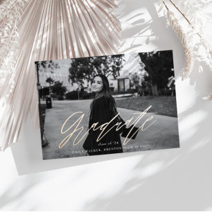 Bouncy Script Graduation Announcement Card