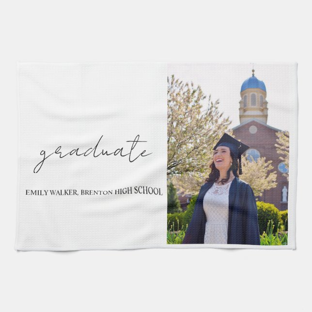 Bouncy Script Graduation  Tea Towel (Horizontal)