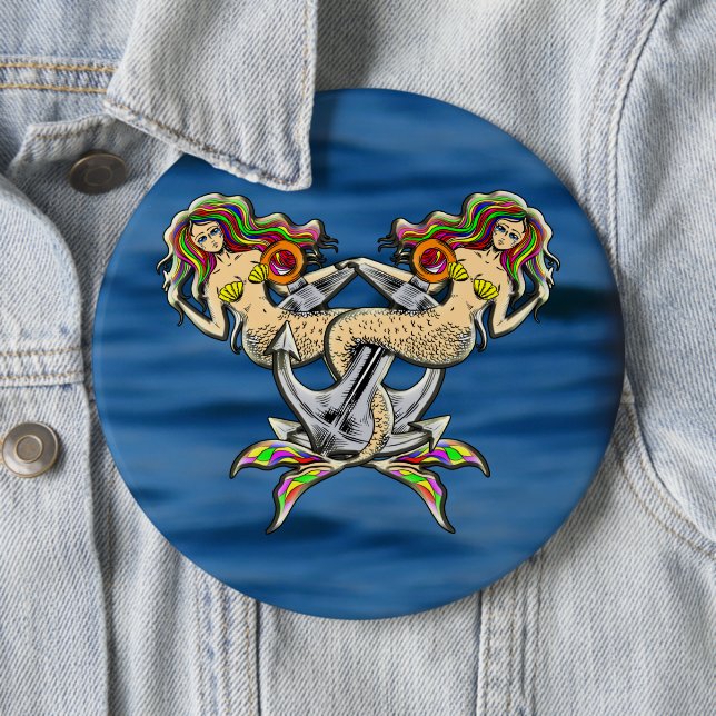 Bound Mermaids - Nautical Design for Ocean Lovers 6 Cm Round Badge (In Situ)