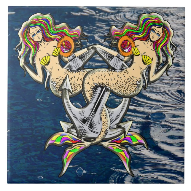 Bound Mermaids - Nautical Design for Ocean Lovers Ceramic Tile (Front)