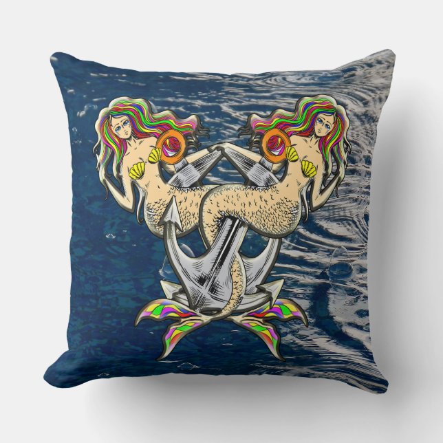 Bound Mermaids - Nautical Design for Ocean Lovers Cushion (Front)