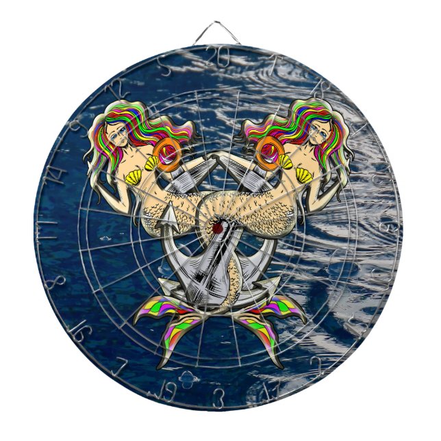 Bound Mermaids - Nautical Design for Ocean Lovers Dartboard (Front)