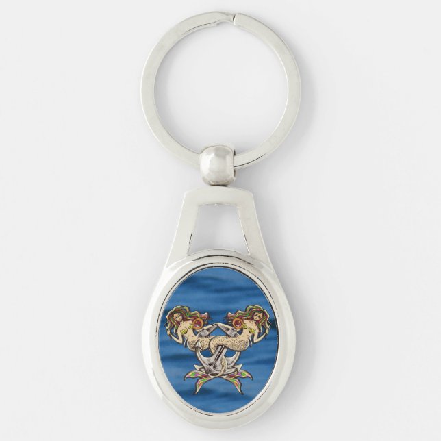 Bound Mermaids - Nautical Design for Ocean Lovers Key Ring (Front)