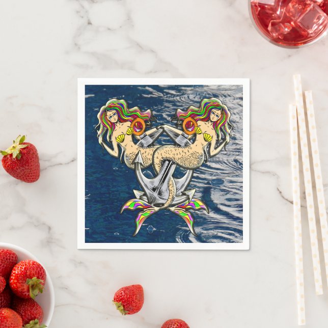 Bound Mermaids - Nautical Design for Ocean Lovers Napkin (Insitu)