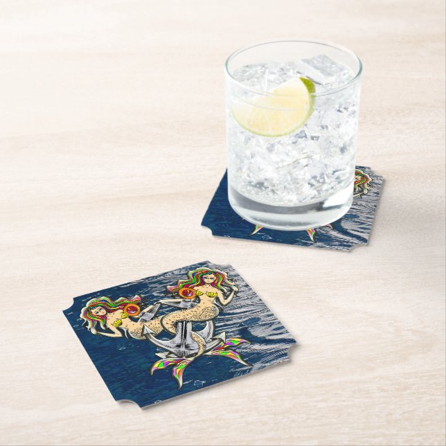 Bound Mermaids - Nautical Design for Ocean Lovers Paper Coaster (Insitu)
