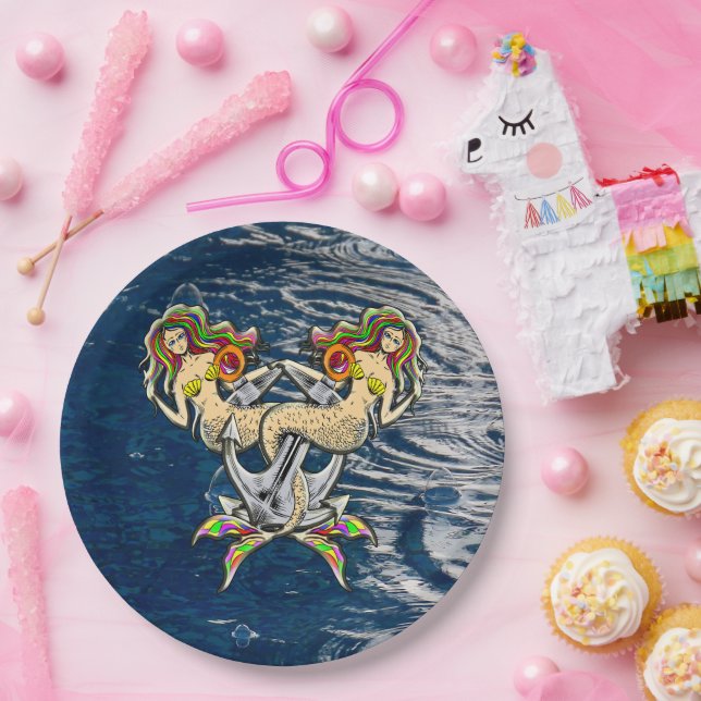 Bound Mermaids - Nautical Design for Ocean Lovers Paper Plate (Party)