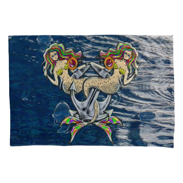 Bound Mermaids - Nautical Design for Ocean Lovers Pillowcase (Front)