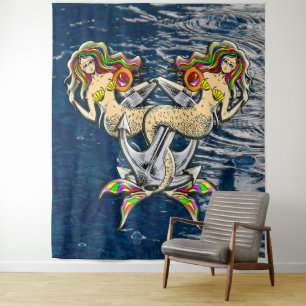 Bound Mermaids - Nautical Design for Ocean Lovers Tapestry