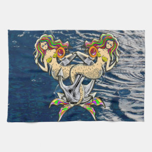 Bound Mermaids - Nautical Design for Ocean Lovers Tea Towel