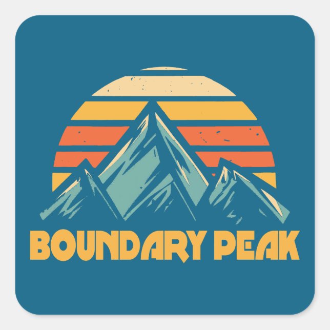 Boundary Peak Nevada Retro Turquoise Square Sticker (Front)