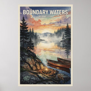 Boundary Waters Minnesota Vintage Travel Poster