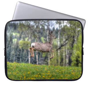 Bounding Mule Deer & Forest Wildlife Animal Photo Laptop Sleeve