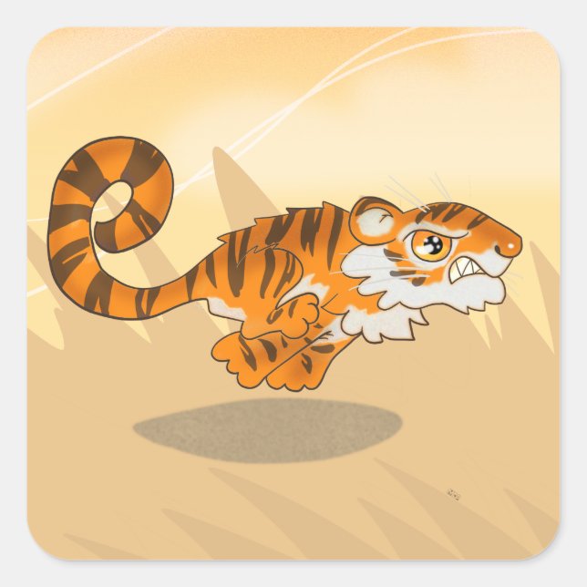 Bounding Tiger Square Sticker (Front)