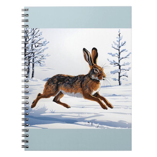 Boundless Hare Freedom in Snow Notebook (Front)