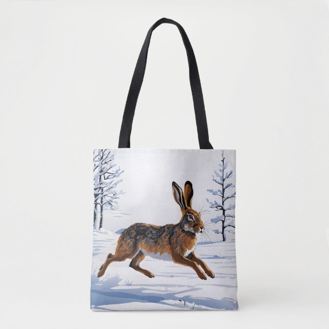 Boundless Hare Freedom in Snow Tote Bag (Front)