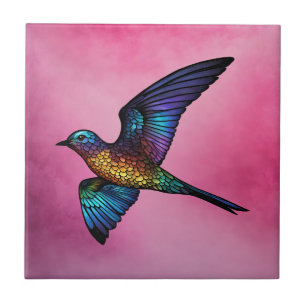 Boundless Wanderer: Multicoloured Swift Bird Ceramic Tile