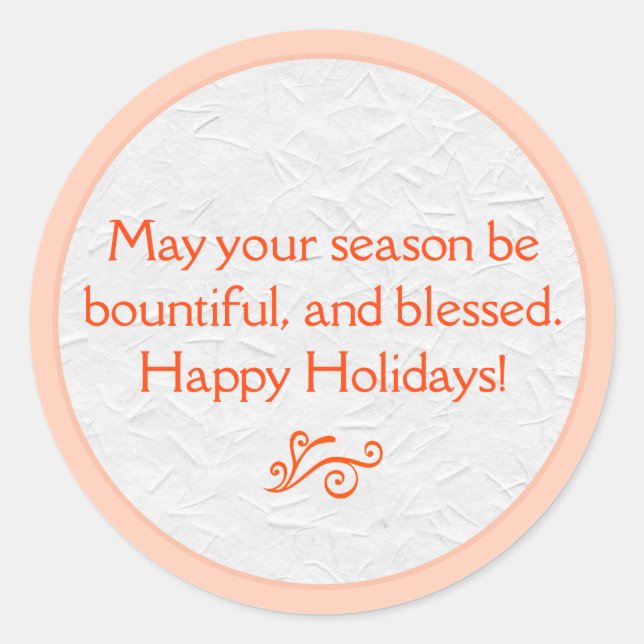 Bountiful & Blessed Holiday Round Sticker (Front)