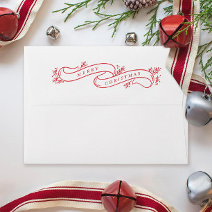 Bountiful Branches Red and White Merry Christmas Envelope
