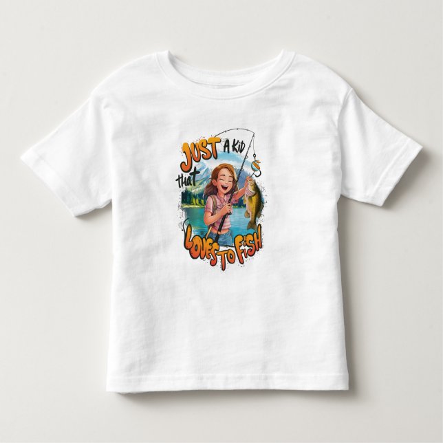 Bountiful Catch: Young Girl With Fish and Fishing  Toddler T-Shirt (Front)