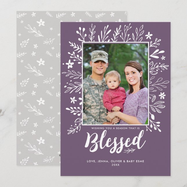 Bountiful Christmas Purple Holiday Flat Card (Front/Back)