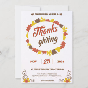 Bountiful feast in Leafy Pumpkin Leaves on Crystal Invitation