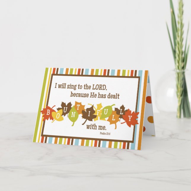 BOUNTIFUL Folded Scripture Thanksgiving Card-BLANK Holiday Card (Front)