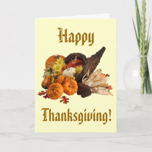 Bountiful Harvest Cornucopia Thanksgiving, ZSSG Ho Holiday Card