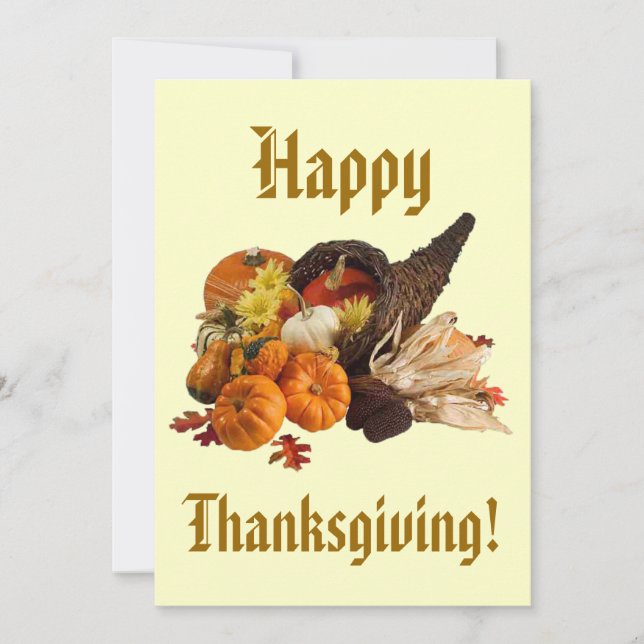 Bountiful Harvest Cornucopia Thanksgiving, ZSSG Holiday Card (Front)