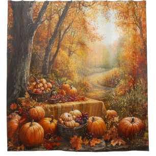 Bountiful Harvest Fall Thanksgiving Produce Shower Curtain