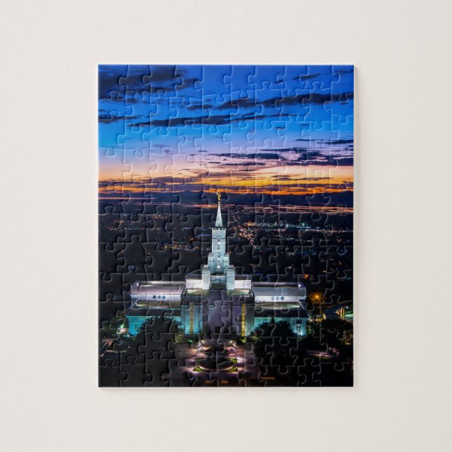 Bountiful Lds Mormon Temple Sunset Jigsaw Puzzle (Vertical)