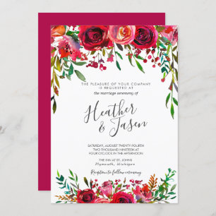 Bountiful Rose Ruby Red Wedding Invitation