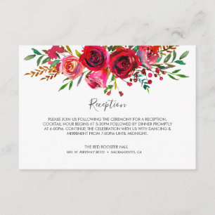 Bountiful Rose Ruby Red Wedding Reception Enclosure Card