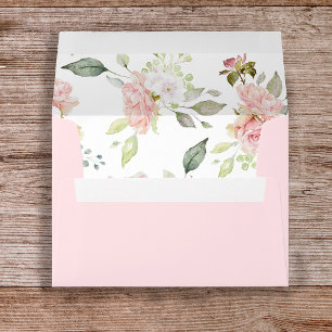 Bountiful Roses Elegant Pink Floral Baptism Envelope