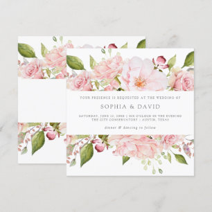 Bountiful Roses Elegant Pink Floral Wedding Invitation