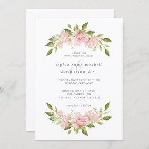 Bountiful Roses   Elegant Pink Floral Wedding Invitation