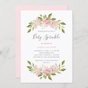 Bountiful Roses Pink Floral Baby Sprinkle Invitation