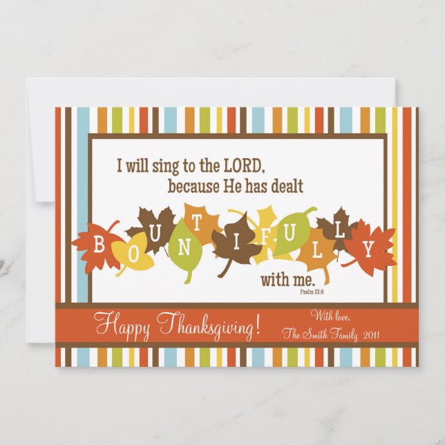 BOUNTIFUL Scripture Thanksgiving Card-Customise It Holiday Card (Front)