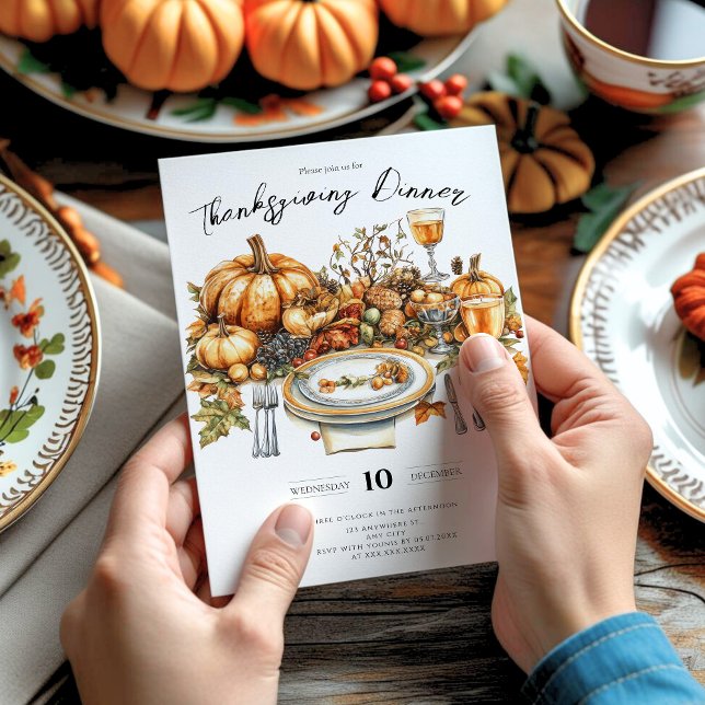 Bountiful Table Thanksgiving Dinner Pumpkin Invitation (Creator Uploaded)