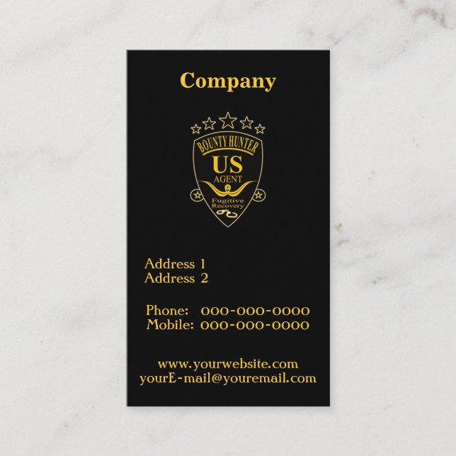 Bounty Hunter Agent Business Card (Front)